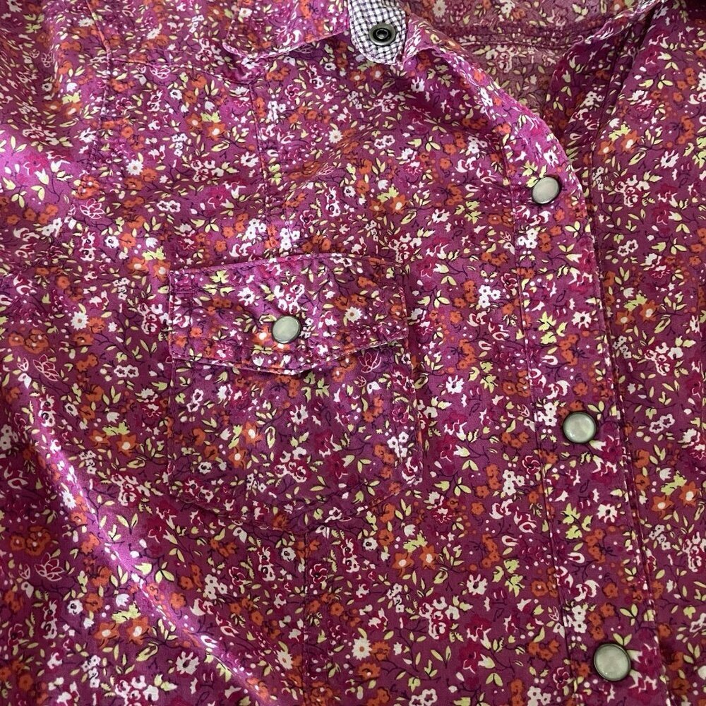 Old Navy Floral Long Sleeve Top With Pearl Snap Button Women's Size Medium - Picture 6 of 10